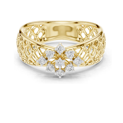 0.108 CT Lab-Grown Diamond Cluster Ring for Women | VVS-VS EF Clarity | 18KT, 14KT, 10KT Gold & 925 Silver | Rose, Yellow, White Gold & Moissanite Options