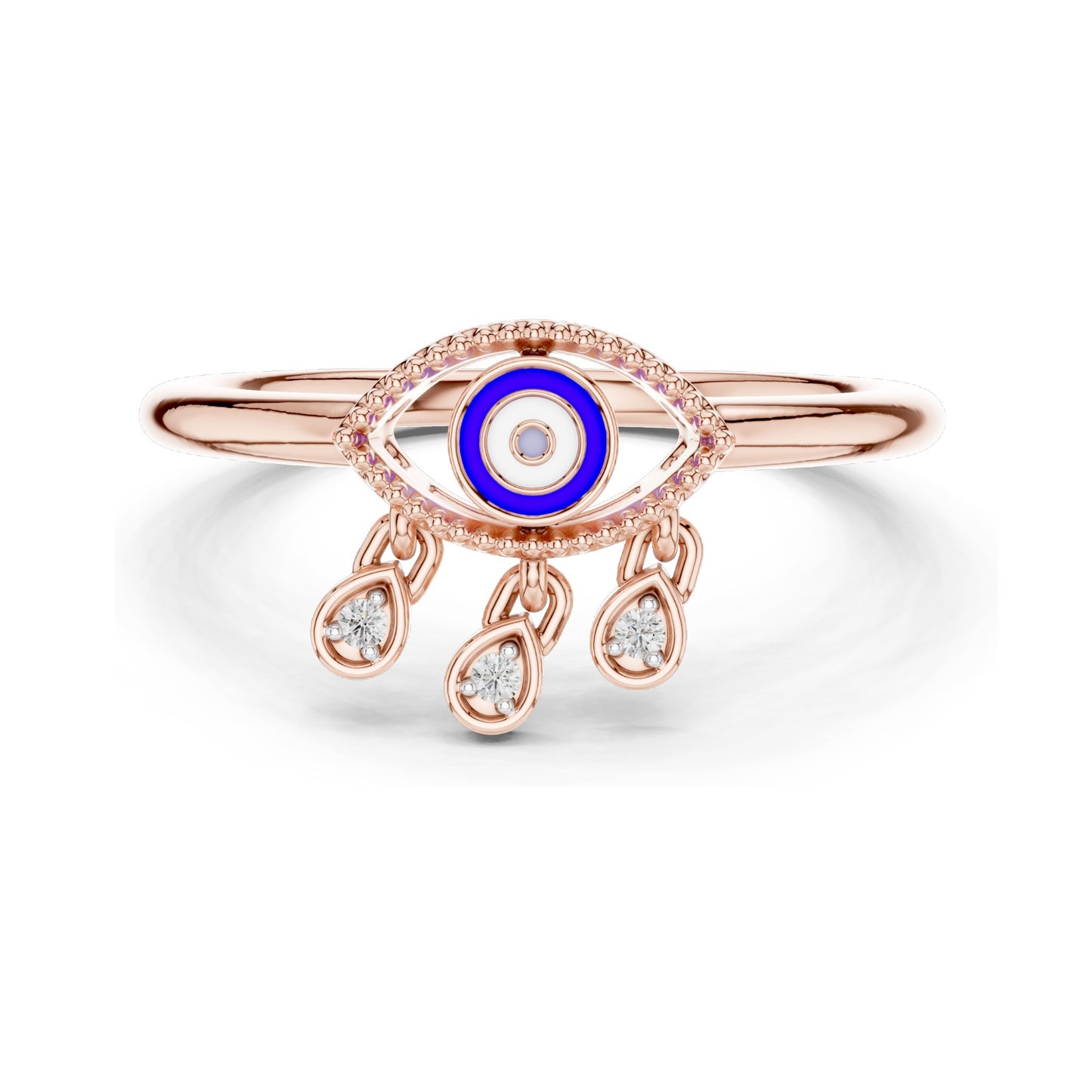 0.024 CT Lab-Grown Diamond Evil Eye Ring for Women | VVS-VS EF Clarity | 18KT, 14KT, 10KT Gold & 925 Silver | Rose, Yellow, White Gold & Moissanite Options
