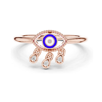 0.024 CT Lab-Grown Diamond Evil Eye Ring for Women | VVS-VS EF Clarity | 18KT, 14KT, 10KT Gold & 925 Silver | Rose, Yellow, White Gold & Moissanite Options