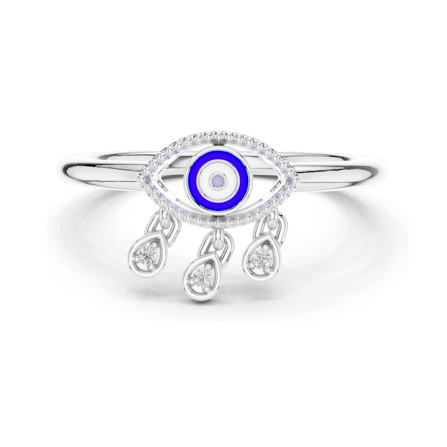 0.024 CT Lab-Grown Diamond Evil Eye Ring for Women | VVS-VS EF Clarity | 18KT, 14KT, 10KT Gold & 925 Silver | Rose, Yellow, White Gold & Moissanite Options