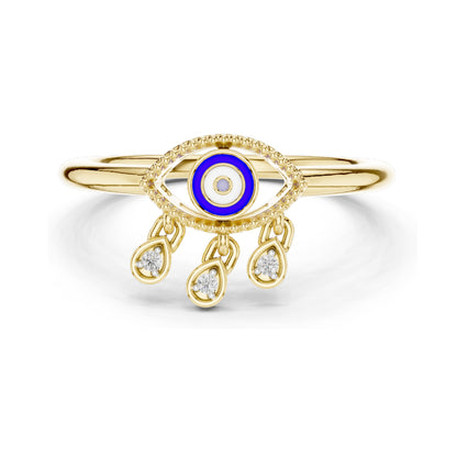 0.024 CT Lab-Grown Diamond Evil Eye Ring for Women | VVS-VS EF Clarity | 18KT, 14KT, 10KT Gold & 925 Silver | Rose, Yellow, White Gold & Moissanite Options