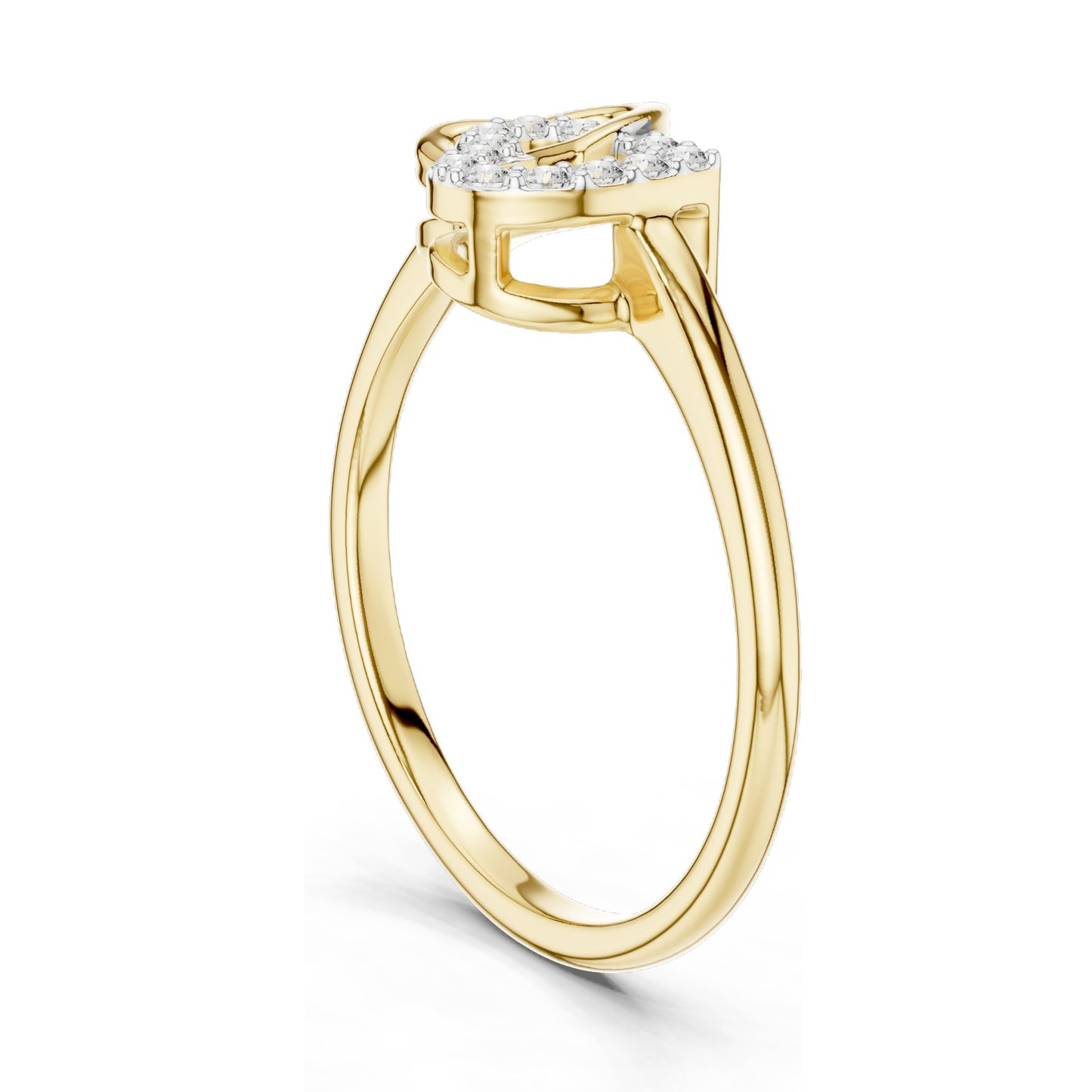 0.092 CT Lab-Grown Diamond Double Heart Ring for Women | VVS-VS EF Clarity | 18KT, 14KT, 10KT Gold & 925 Silver | Rose, Yellow, White Gold & Moissanite Options