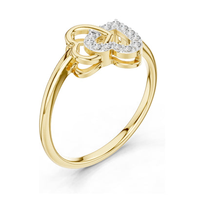 0.092 CT Lab-Grown Diamond Double Heart Ring for Women | VVS-VS EF Clarity | 18KT, 14KT, 10KT Gold & 925 Silver | Rose, Yellow, White Gold & Moissanite Options