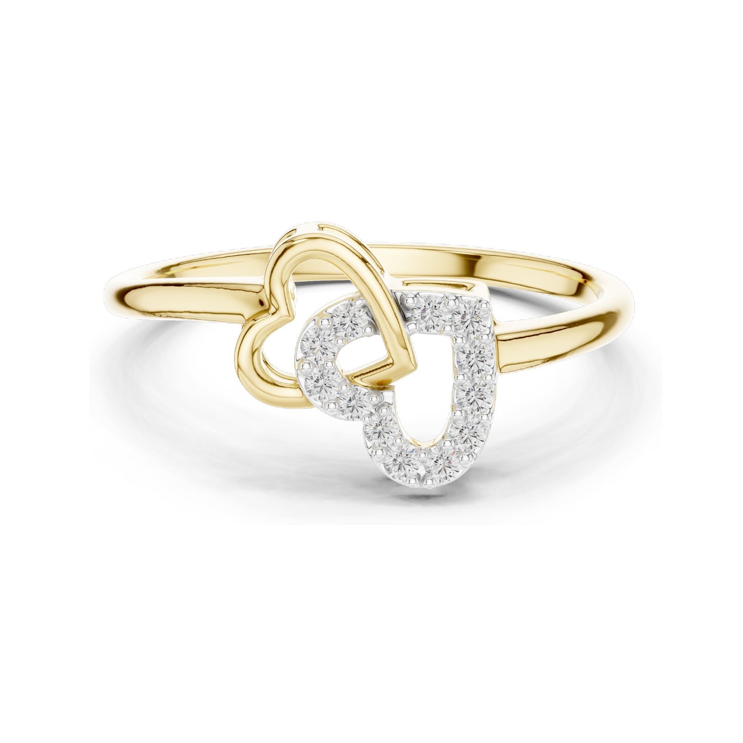 0.092 CT Lab-Grown Diamond Double Heart Ring for Women | VVS-VS EF Clarity | 18KT, 14KT, 10KT Gold & 925 Silver | Rose, Yellow, White Gold & Moissanite Options