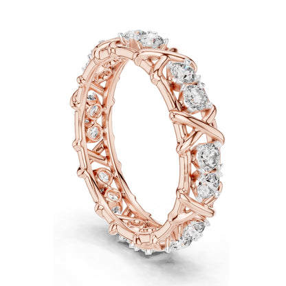 1.04 CT Lab Grown Diamond Eternity Band Ring for Women | Round Brilliant Cut VVS-VS EF Clarity | 18KT, 14KT, 10KT Gold & 925 Silver | Moissanite & Gold Color Options
