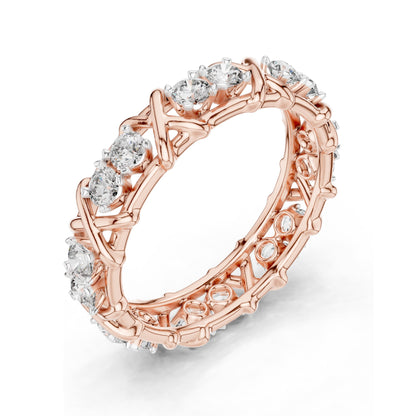 1.04 CT Lab Grown Diamond Eternity Band Ring for Women | Round Brilliant Cut VVS-VS EF Clarity | 18KT, 14KT, 10KT Gold & 925 Silver | Moissanite & Gold Color Options