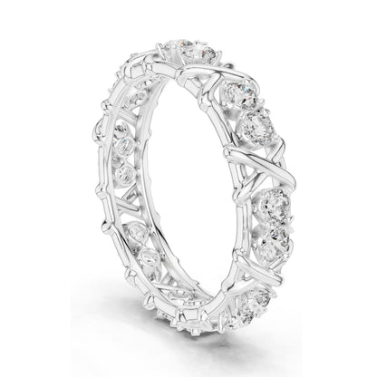 1.04 CT Lab Grown Diamond Eternity Band Ring for Women | Round Brilliant Cut VVS-VS EF Clarity | 18KT, 14KT, 10KT Gold & 925 Silver | Moissanite & Gold Color Options