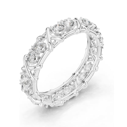 1.04 CT Lab Grown Diamond Eternity Band Ring for Women | Round Brilliant Cut VVS-VS EF Clarity | 18KT, 14KT, 10KT Gold & 925 Silver | Moissanite & Gold Color Options