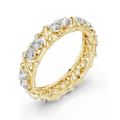 1.04 CT Lab Grown Diamond Eternity Band Ring for Women | Round Brilliant Cut VVS-VS EF Clarity | 18KT, 14KT, 10KT Gold & 925 Silver | Moissanite & Gold Color Options