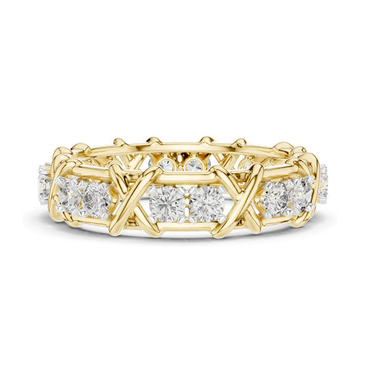 1.04 CT Lab Grown Diamond Eternity Band Ring for Women | Round Brilliant Cut VVS-VS EF Clarity | 18KT, 14KT, 10KT Gold & 925 Silver | Moissanite & Gold Color Options
