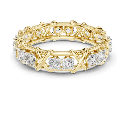 1.04 CT Lab Grown Diamond Eternity Band Ring for Women | Round Brilliant Cut VVS-VS EF Clarity | 18KT, 14KT, 10KT Gold & 925 Silver | Moissanite & Gold Color Options