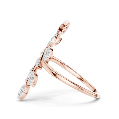 0.16 CT Lab Grown Diamond Leaf Design Ring for Women | Marquise Cut VVS-VS EF Clarity | 18KT, 14KT, 10KT Gold & 925 Silver | Moissanite & Gold Color Options