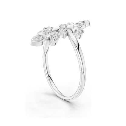 0.16 CT Lab Grown Diamond Leaf Design Ring for Women | Marquise Cut VVS-VS EF Clarity | 18KT, 14KT, 10KT Gold & 925 Silver | Moissanite & Gold Color Options