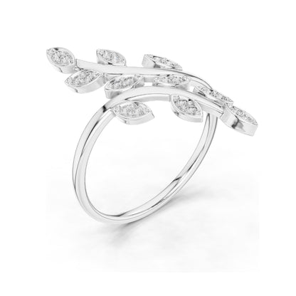 0.16 CT Lab Grown Diamond Leaf Design Ring for Women | Marquise Cut VVS-VS EF Clarity | 18KT, 14KT, 10KT Gold & 925 Silver | Moissanite & Gold Color Options