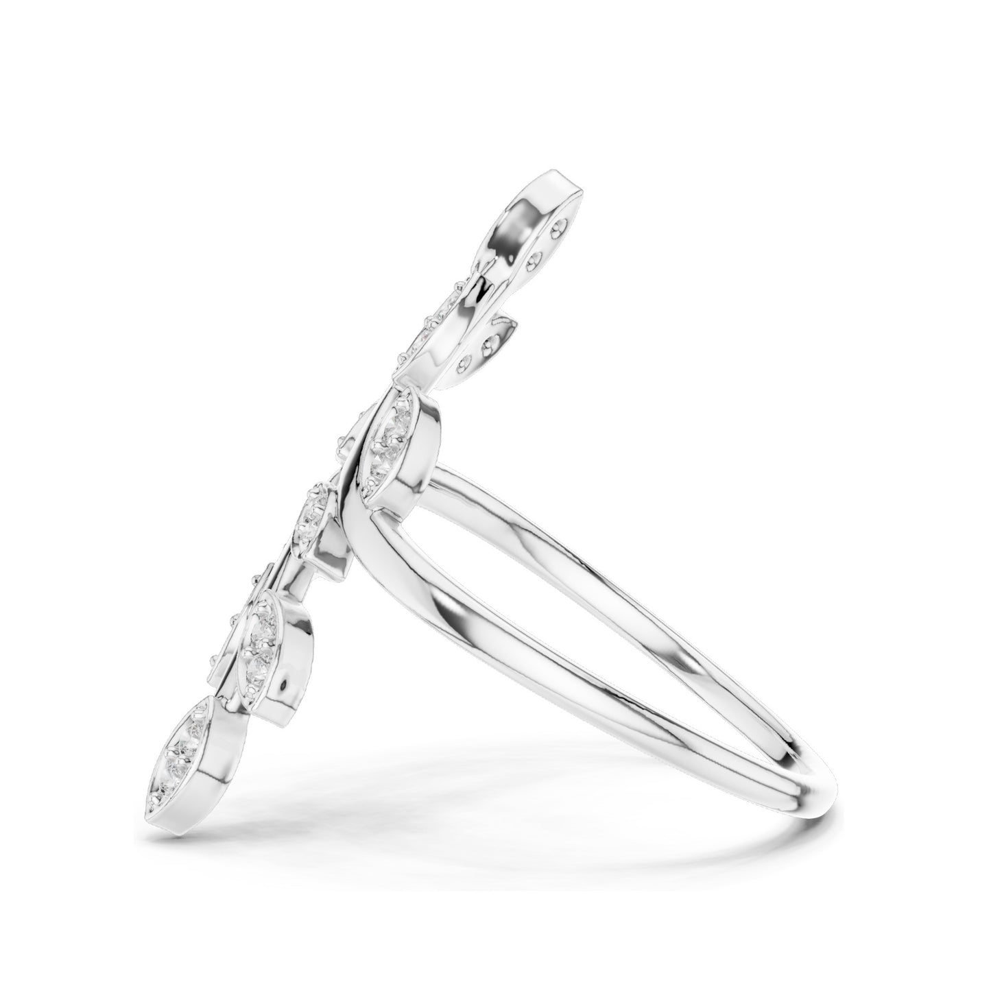 0.16 CT Lab Grown Diamond Leaf Design Ring for Women | Marquise Cut VVS-VS EF Clarity | 18KT, 14KT, 10KT Gold & 925 Silver | Moissanite & Gold Color Options