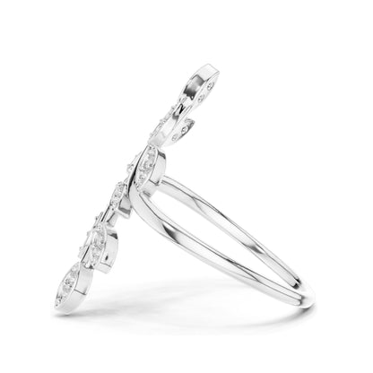 0.16 CT Lab Grown Diamond Leaf Design Ring for Women | Marquise Cut VVS-VS EF Clarity | 18KT, 14KT, 10KT Gold & 925 Silver | Moissanite & Gold Color Options