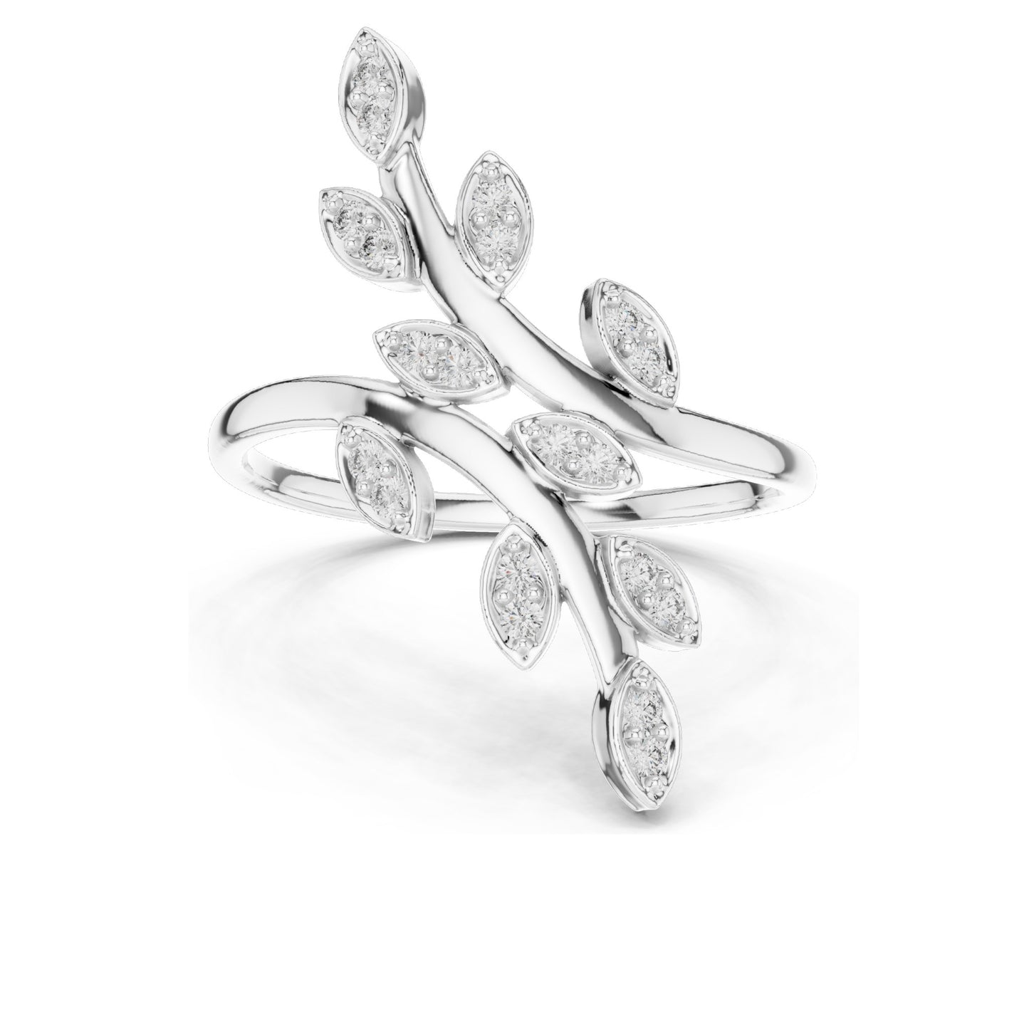 0.16 CT Lab Grown Diamond Leaf Design Ring for Women | Marquise Cut VVS-VS EF Clarity | 18KT, 14KT, 10KT Gold & 925 Silver | Moissanite & Gold Color Options