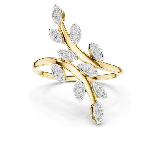0.16 CT Lab Grown Diamond Leaf Design Ring for Women | Marquise Cut VVS-VS EF Clarity | 18KT, 14KT, 10KT Gold & 925 Silver | Moissanite & Gold Color Options