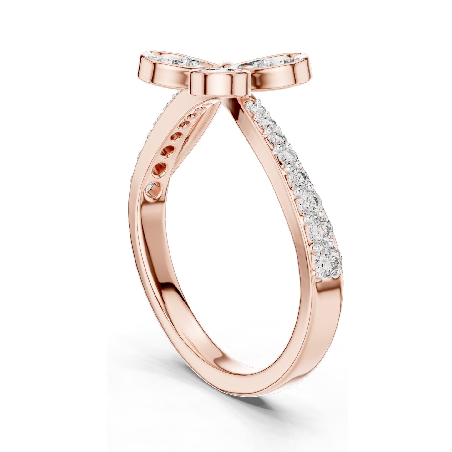 0.351 CT Lab Grown Diamond Butterfly Design Ring for Women | Round Brilliant Cut VVS-VS EF Clarity | 18KT, 14KT, 10KT Gold & 925 Silver | Moissanite & Gold Color Options