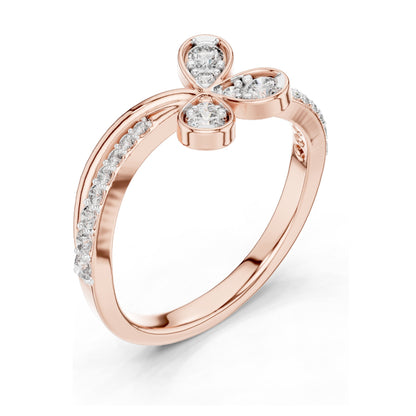 0.351 CT Lab Grown Diamond Butterfly Design Ring for Women | Round Brilliant Cut VVS-VS EF Clarity | 18KT, 14KT, 10KT Gold & 925 Silver | Moissanite & Gold Color Options