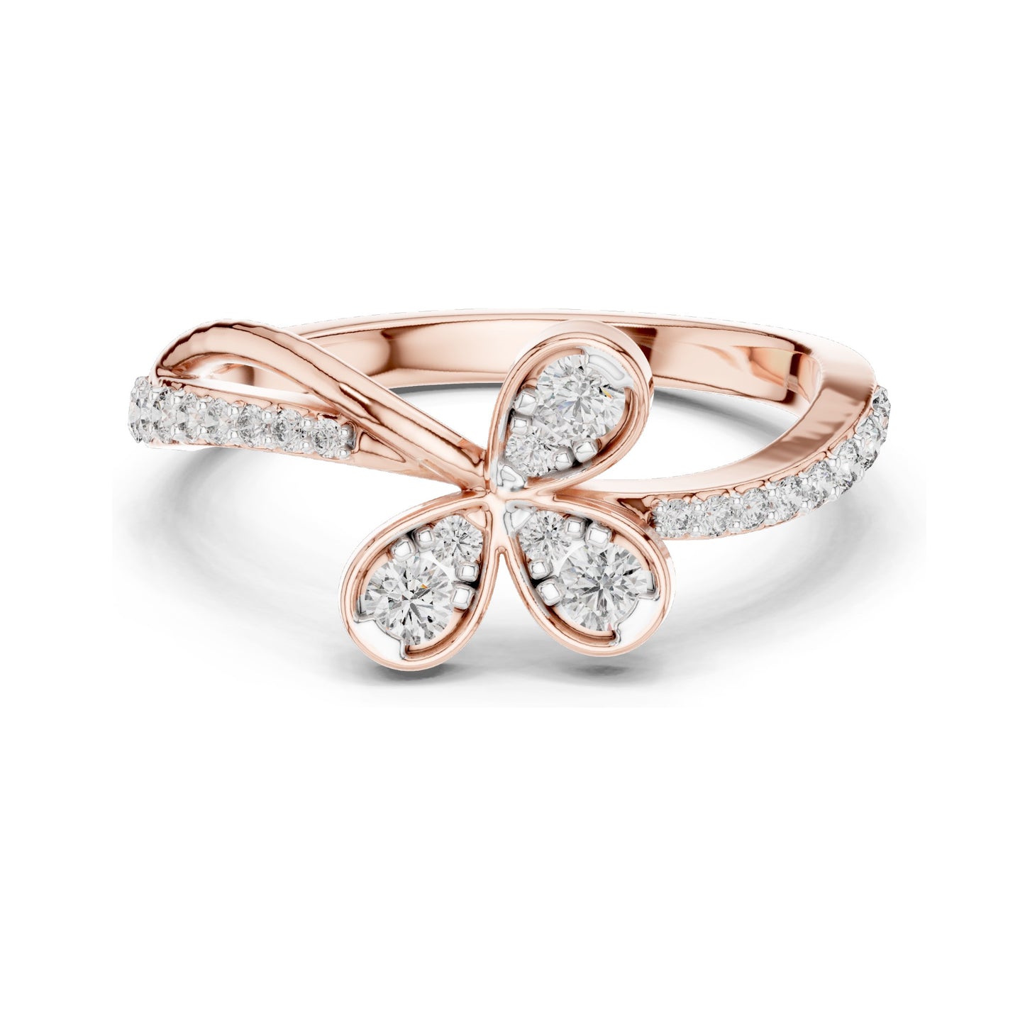 0.351 CT Lab Grown Diamond Butterfly Design Ring for Women | Round Brilliant Cut VVS-VS EF Clarity | 18KT, 14KT, 10KT Gold & 925 Silver | Moissanite & Gold Color Options