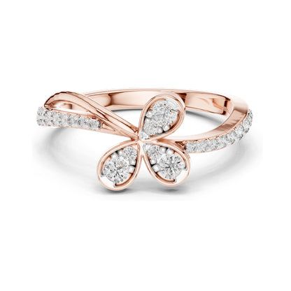 0.351 CT Lab Grown Diamond Butterfly Design Ring for Women | Round Brilliant Cut VVS-VS EF Clarity | 18KT, 14KT, 10KT Gold & 925 Silver | Moissanite & Gold Color Options