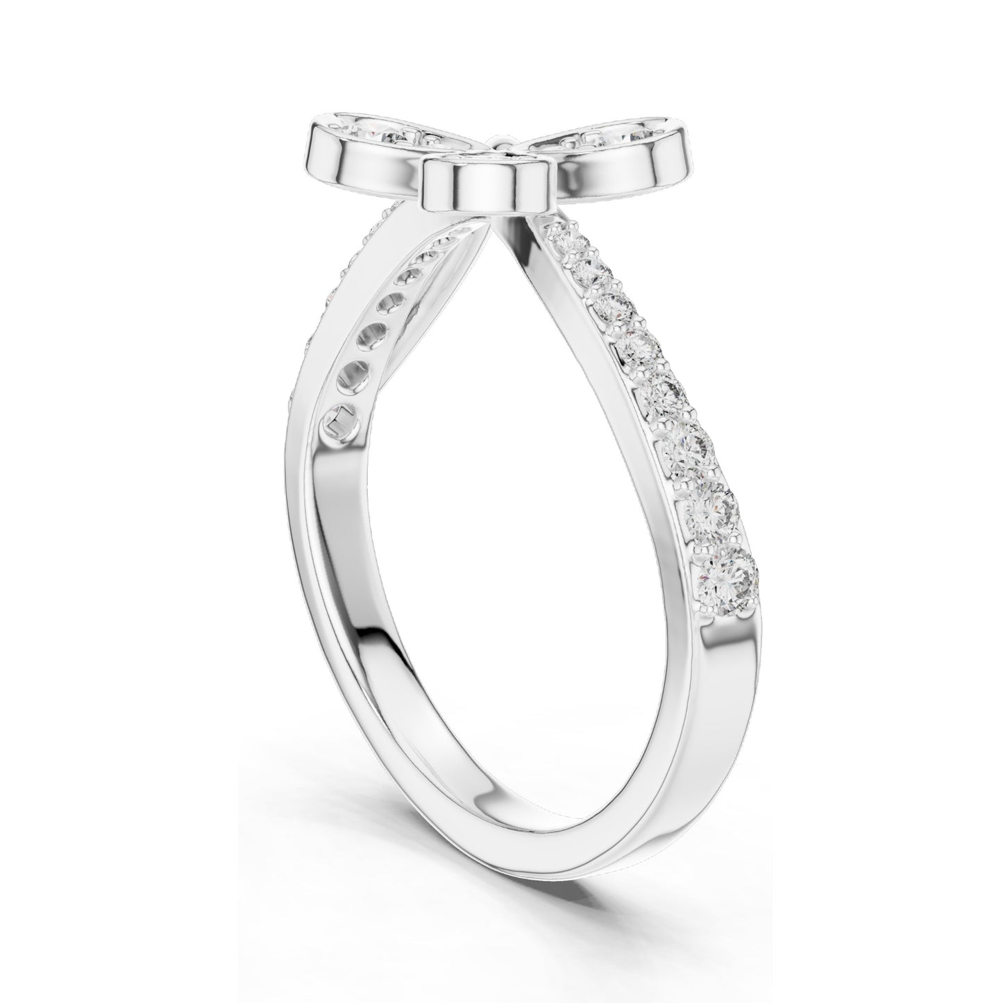 0.351 CT Lab Grown Diamond Butterfly Design Ring for Women | Round Brilliant Cut VVS-VS EF Clarity | 18KT, 14KT, 10KT Gold & 925 Silver | Moissanite & Gold Color Options