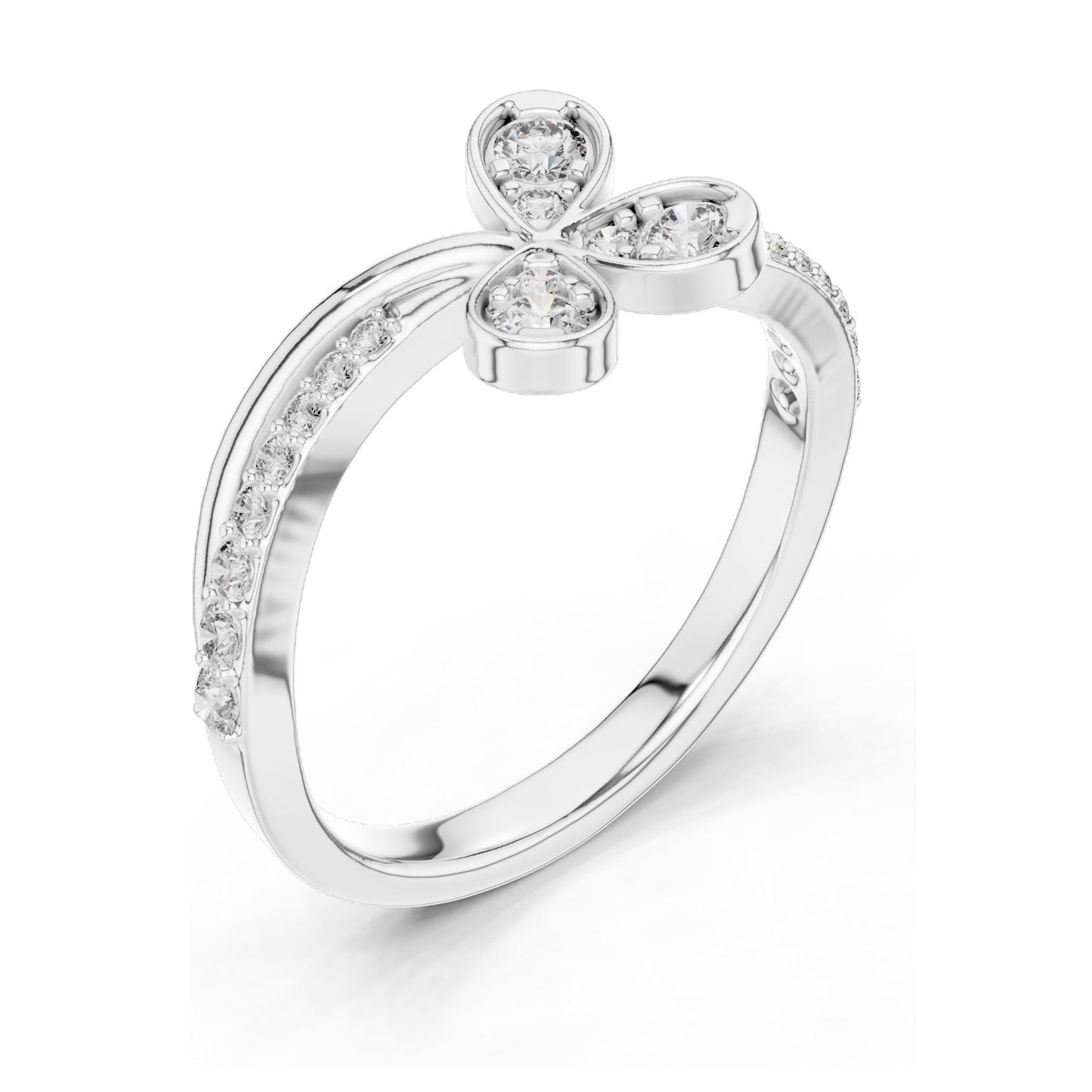 0.351 CT Lab Grown Diamond Butterfly Design Ring for Women | Round Brilliant Cut VVS-VS EF Clarity | 18KT, 14KT, 10KT Gold & 925 Silver | Moissanite & Gold Color Options