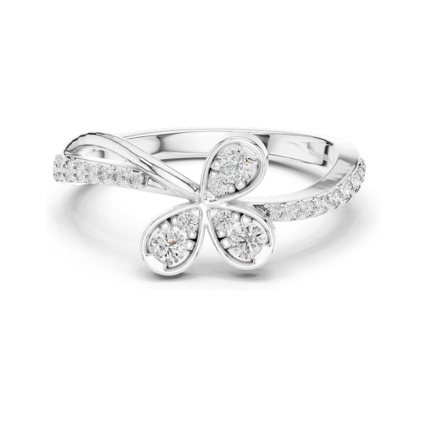 0.351 CT Lab Grown Diamond Butterfly Design Ring for Women | Round Brilliant Cut VVS-VS EF Clarity | 18KT, 14KT, 10KT Gold & 925 Silver | Moissanite & Gold Color Options