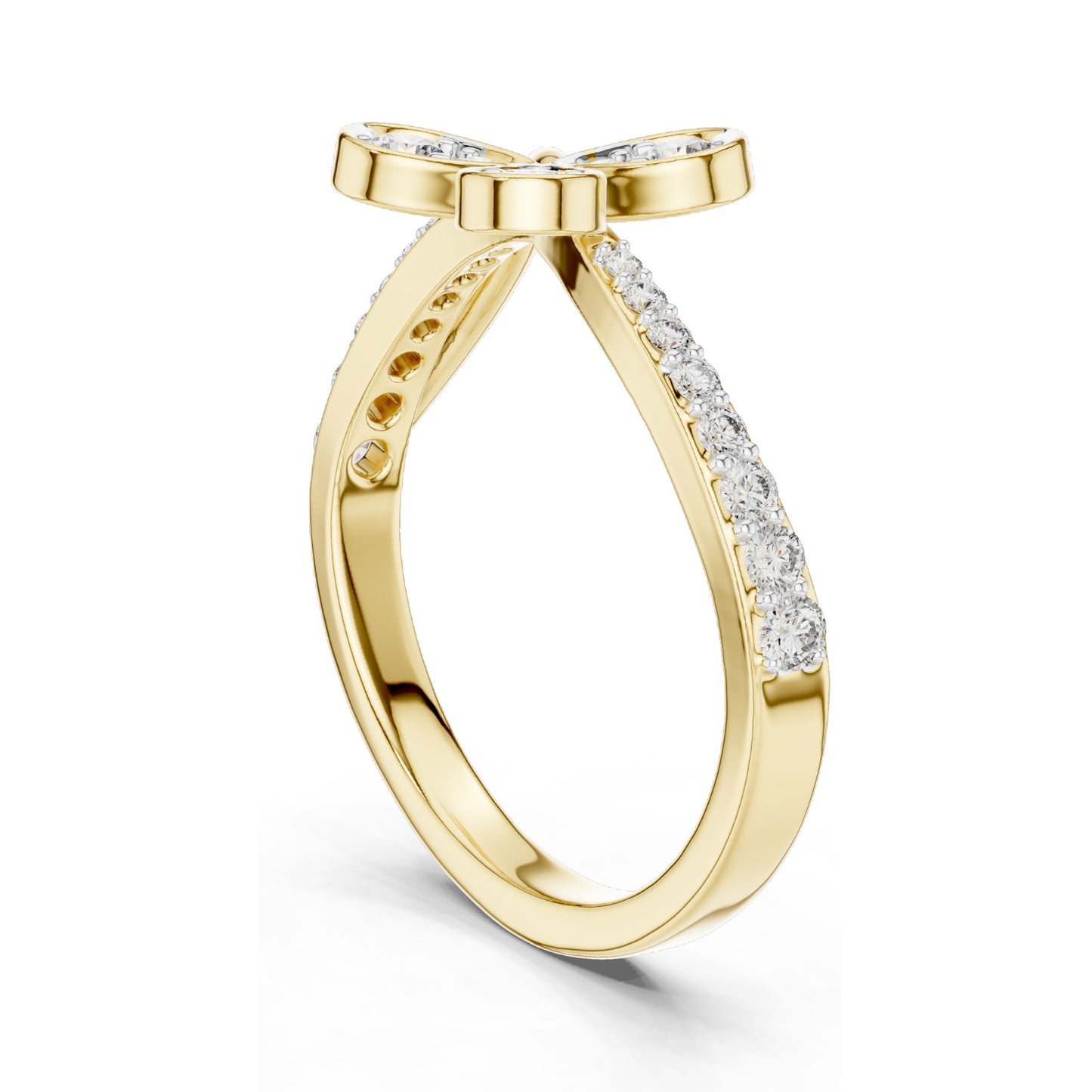 0.351 CT Lab Grown Diamond Butterfly Design Ring for Women | Round Brilliant Cut VVS-VS EF Clarity | 18KT, 14KT, 10KT Gold & 925 Silver | Moissanite & Gold Color Options