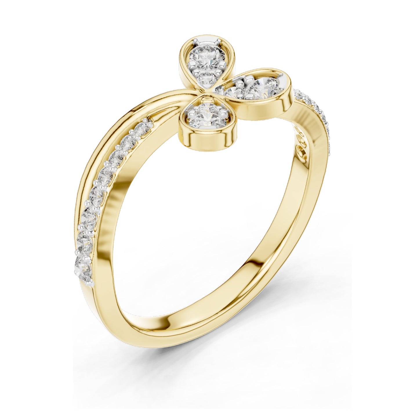 0.351 CT Lab Grown Diamond Butterfly Design Ring for Women | Round Brilliant Cut VVS-VS EF Clarity | 18KT, 14KT, 10KT Gold & 925 Silver | Moissanite & Gold Color Options