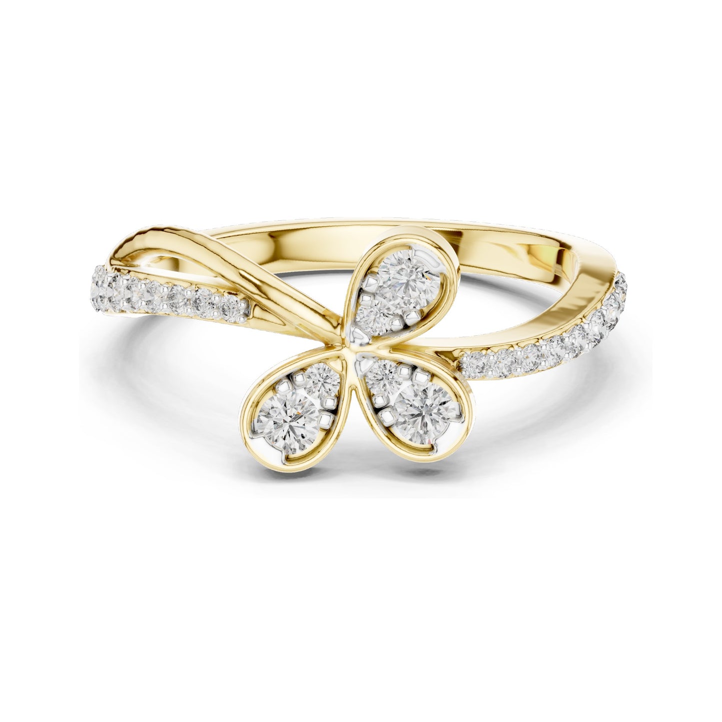 0.351 CT Lab Grown Diamond Butterfly Design Ring for Women | Round Brilliant Cut VVS-VS EF Clarity | 18KT, 14KT, 10KT Gold & 925 Silver | Moissanite & Gold Color Options