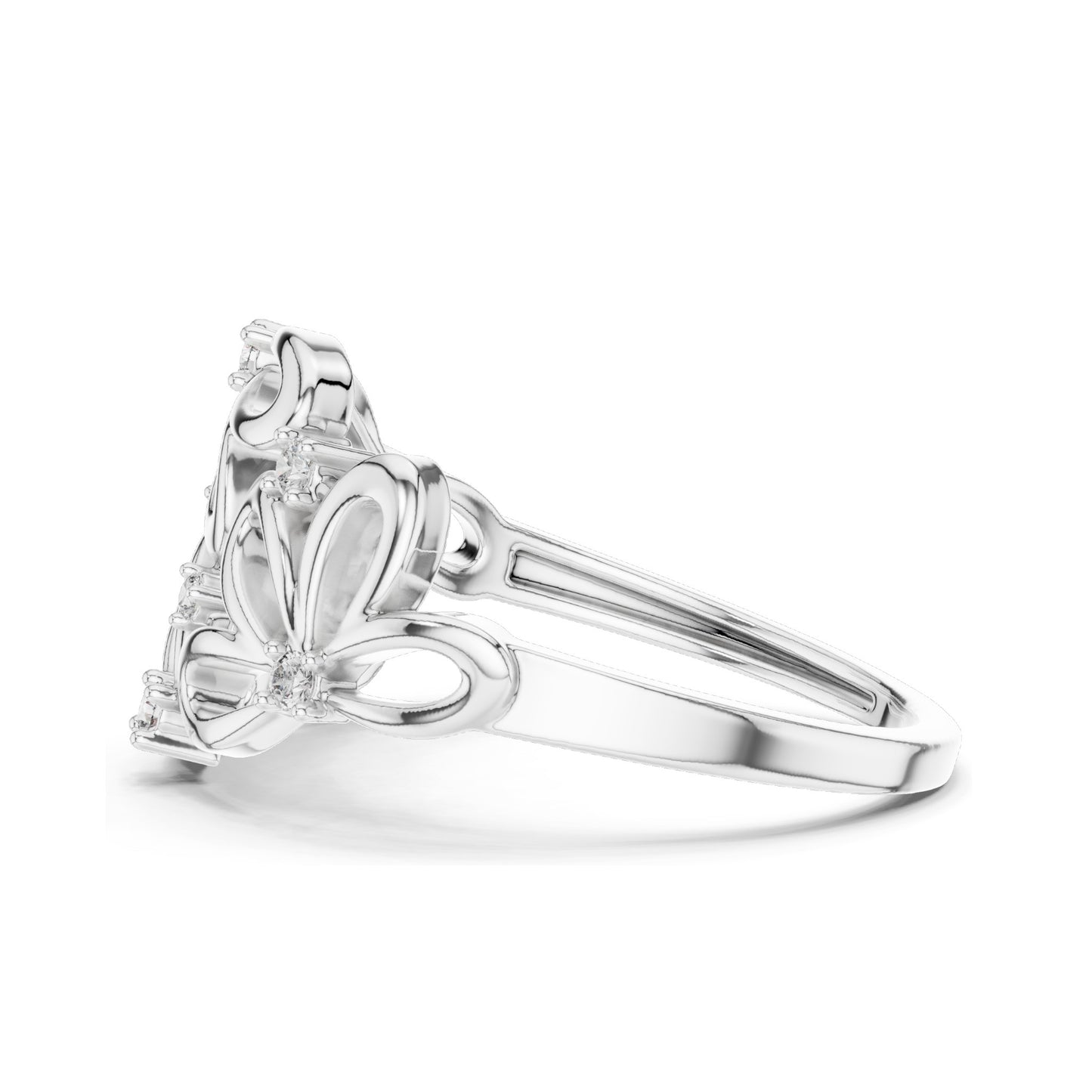 0.088 CT Lab Diamond Floral Ring for Women | VVS-VS EF Clarity | 18KT, 14KT, 10KT Gold & 925 Silver | Rose, Yellow, White Gold & Moissanite Options