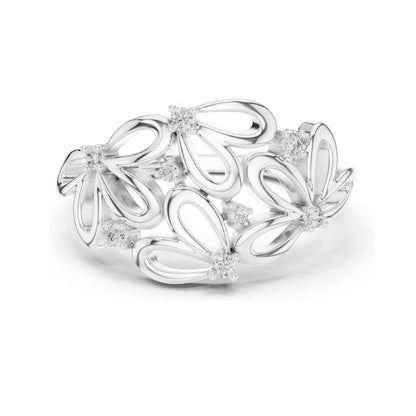 0.088 CT Lab Diamond Floral Ring for Women | VVS-VS EF Clarity | 18KT, 14KT, 10KT Gold & 925 Silver | Rose, Yellow, White Gold & Moissanite Options