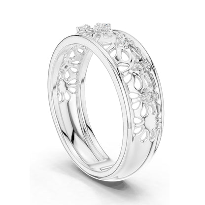 0.082 CT Lab Diamond Filigree Band Ring for Women | VVS-VS EF Clarity | 18KT, 14KT, 10KT Gold & 925 Silver | Rose, Yellow, White Gold & Moissanite Options