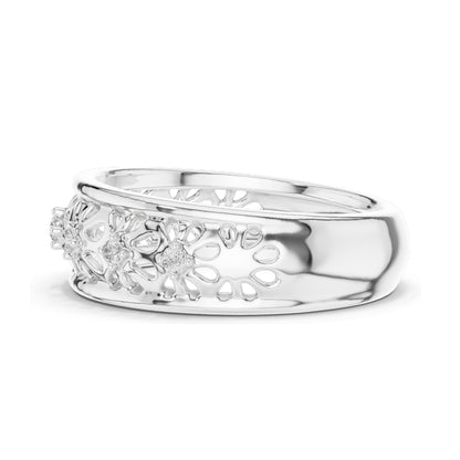 0.082 CT Lab Diamond Filigree Band Ring for Women | VVS-VS EF Clarity | 18KT, 14KT, 10KT Gold & 925 Silver | Rose, Yellow, White Gold & Moissanite Options