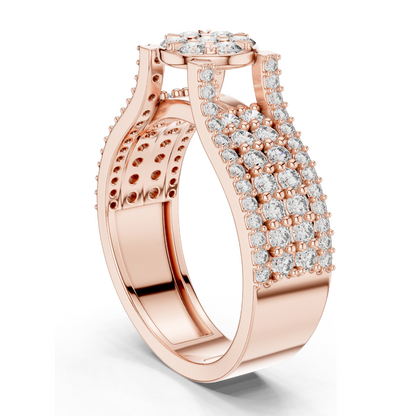 1.005 CT Round Cluster Lab Diamond Ring for Women | VVS-VS EF Clarity | 18KT, 14KT, 10KT Gold & 925 Silver | Rose, Yellow, White Gold | Moissanite Option