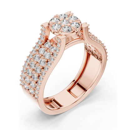 1.005 CT Round Cluster Lab Diamond Ring for Women | VVS-VS EF Clarity | 18KT, 14KT, 10KT Gold & 925 Silver | Rose, Yellow, White Gold | Moissanite Option