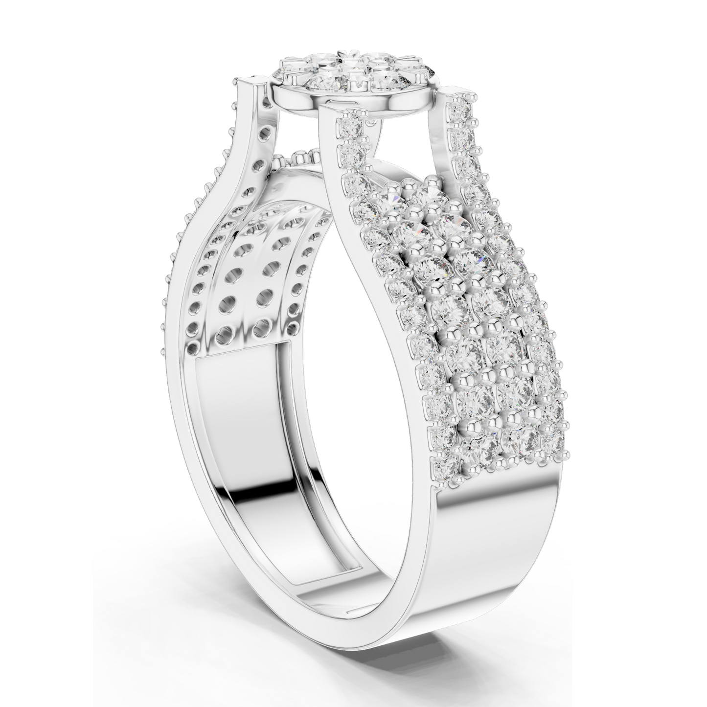 1.005 CT Round Cluster Lab Diamond Ring for Women | VVS-VS EF Clarity | 18KT, 14KT, 10KT Gold & 925 Silver | Rose, Yellow, White Gold | Moissanite Option