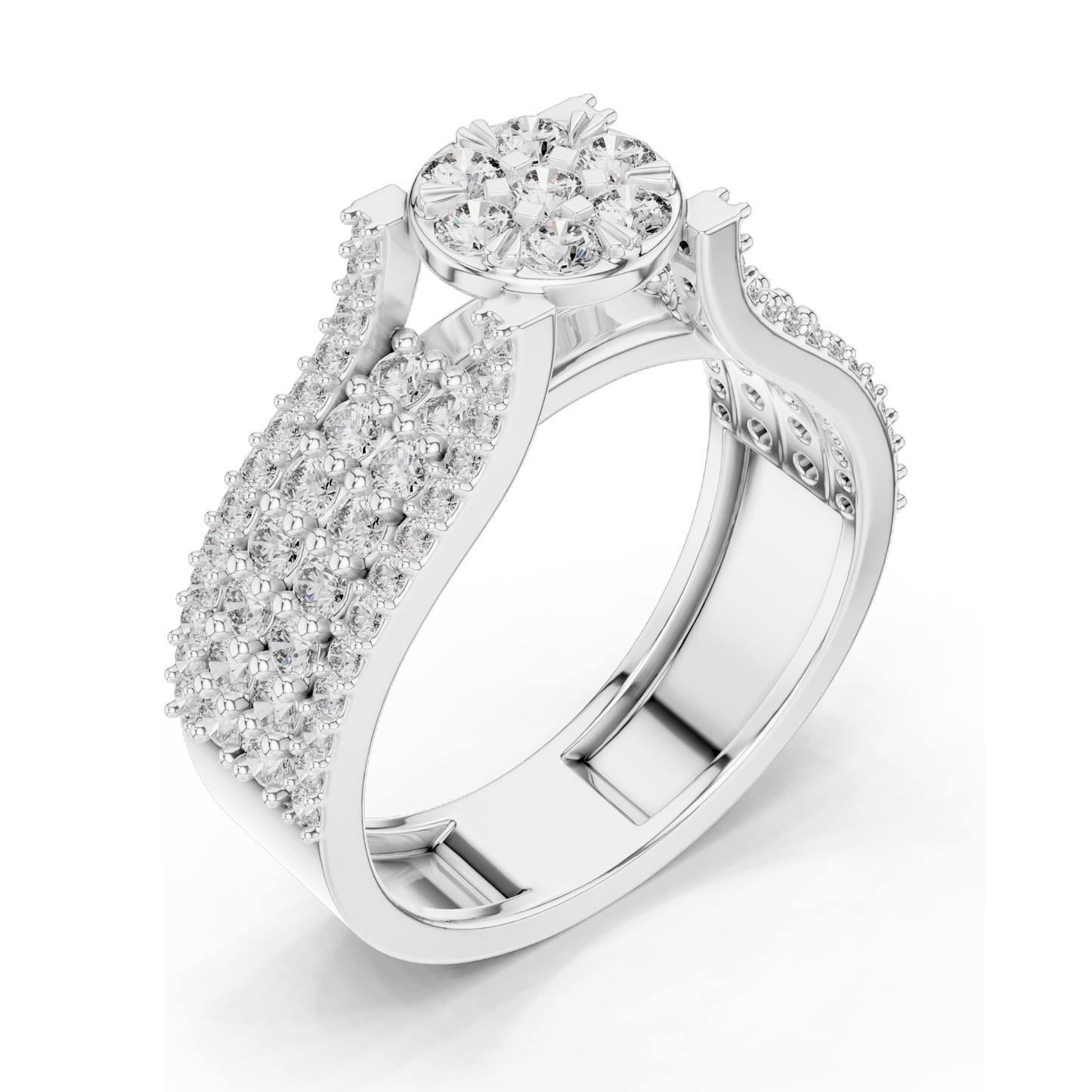 1.005 CT Round Cluster Lab Diamond Ring for Women | VVS-VS EF Clarity | 18KT, 14KT, 10KT Gold & 925 Silver | Rose, Yellow, White Gold | Moissanite Option