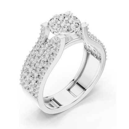 1.005 CT Round Cluster Lab Diamond Ring for Women | VVS-VS EF Clarity | 18KT, 14KT, 10KT Gold & 925 Silver | Rose, Yellow, White Gold | Moissanite Option