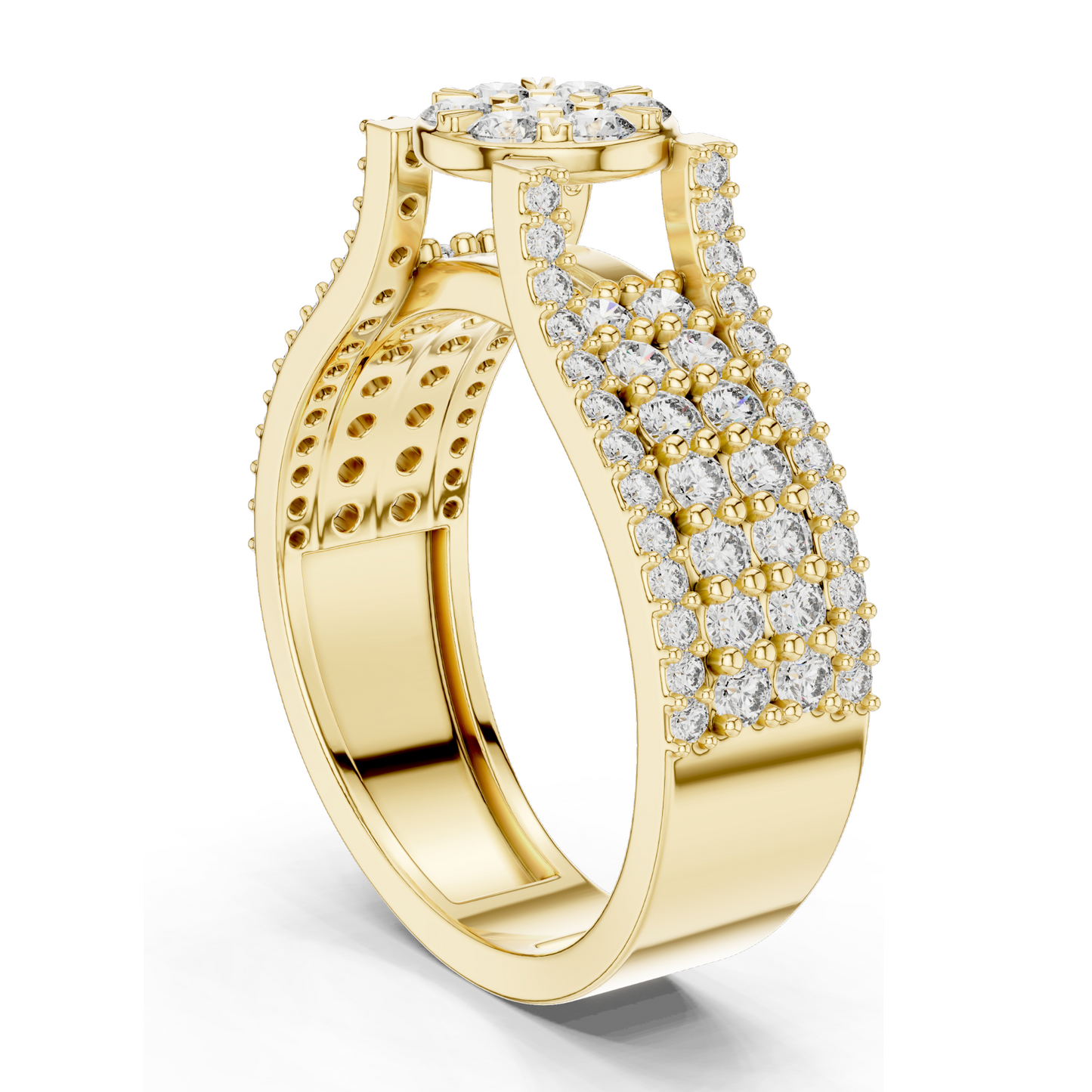 1.005 CT Round Cluster Lab Diamond Ring for Women | VVS-VS EF Clarity | 18KT, 14KT, 10KT Gold & 925 Silver | Rose, Yellow, White Gold | Moissanite Option