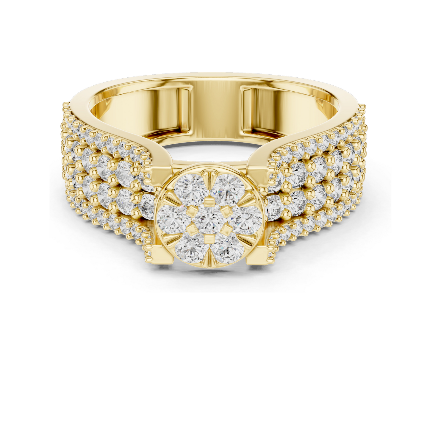 1.005 CT Round Cluster Lab Diamond Ring for Women | VVS-VS EF Clarity | 18KT, 14KT, 10KT Gold & 925 Silver | Rose, Yellow, White Gold | Moissanite Option