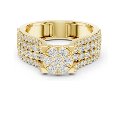 1.005 CT Round Cluster Lab Diamond Ring for Women | VVS-VS EF Clarity | 18KT, 14KT, 10KT Gold & 925 Silver | Rose, Yellow, White Gold | Moissanite Option