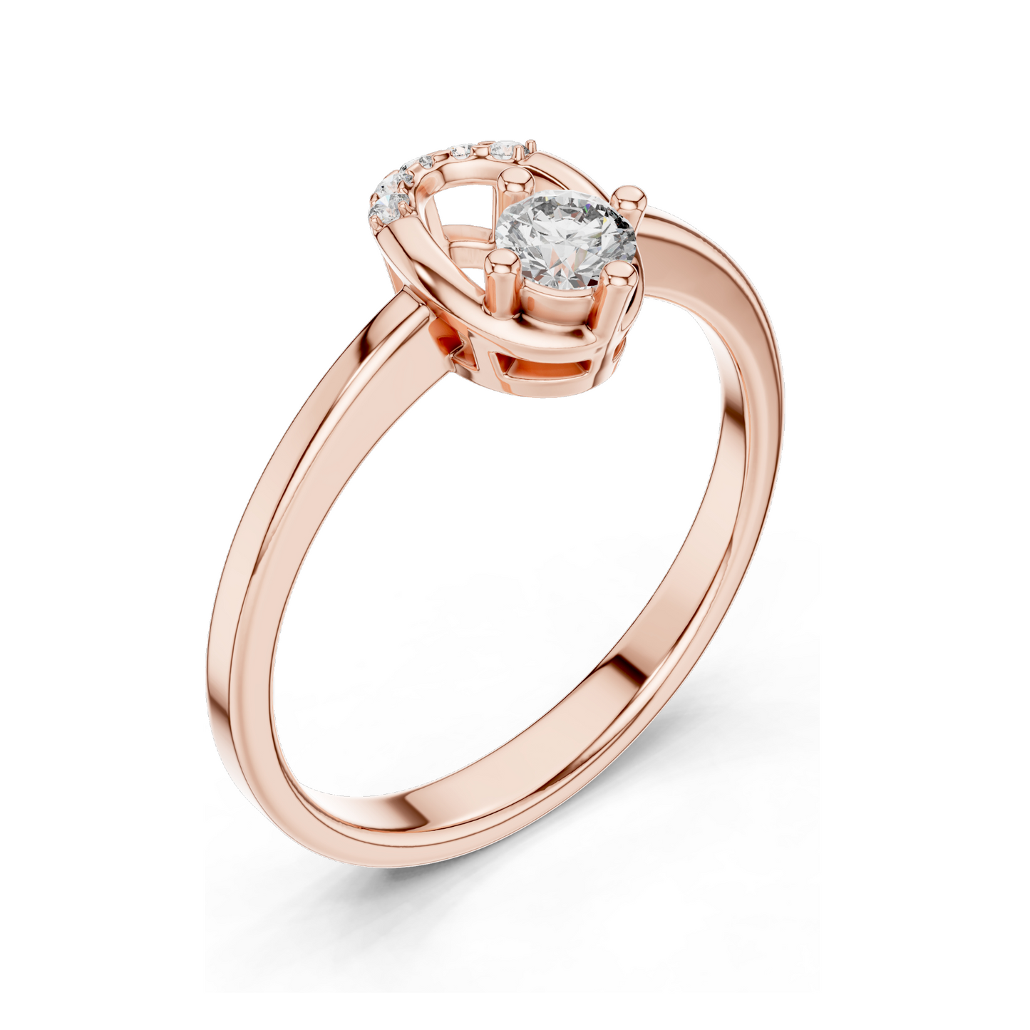 0.183 CT Horseshoe Lab Diamond Ring for Women | VVS-VS EF CVD Diamonds | 18KT, 14KT, 10KT Gold & 925 Silver | Rose, Yellow & White Gold | Lucky Design Engagement Ring