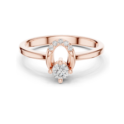 0.183 CT Horseshoe Lab Diamond Ring for Women | VVS-VS EF CVD Diamonds | 18KT, 14KT, 10KT Gold & 925 Silver | Rose, Yellow & White Gold | Lucky Design Engagement Ring