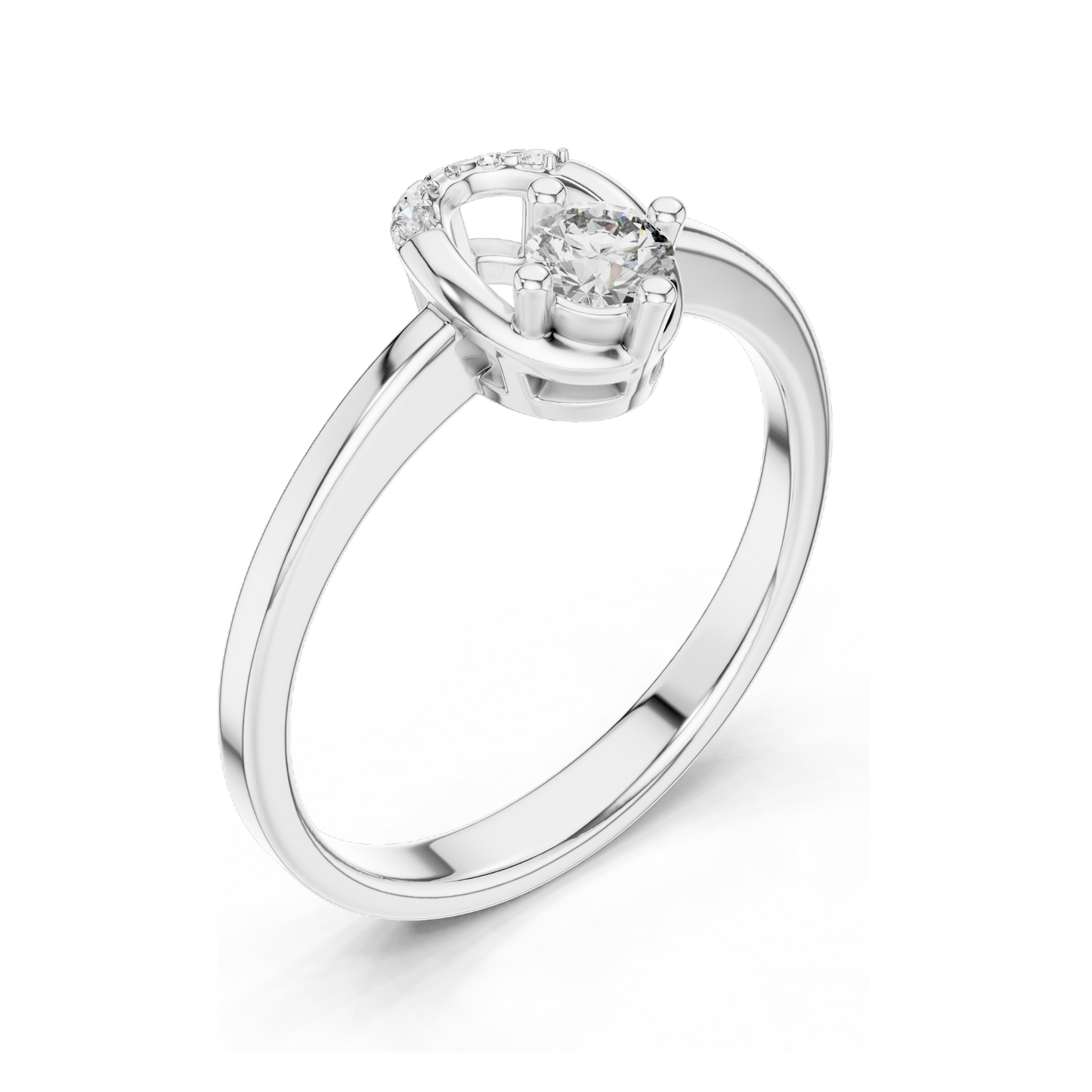 0.183 CT Horseshoe Lab Diamond Ring for Women | VVS-VS EF CVD Diamonds | 18KT, 14KT, 10KT Gold & 925 Silver | Rose, Yellow & White Gold | Lucky Design Engagement Ring