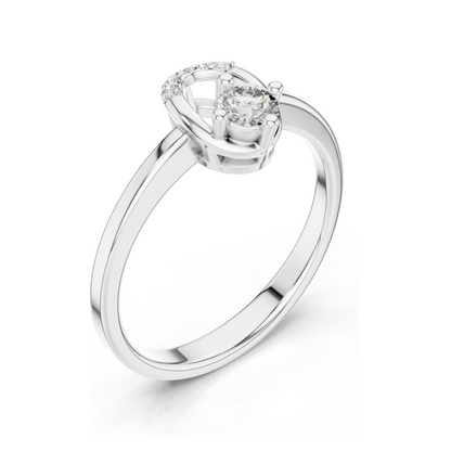 0.183 CT Horseshoe Lab Diamond Ring for Women | VVS-VS EF CVD Diamonds | 18KT, 14KT, 10KT Gold & 925 Silver | Rose, Yellow & White Gold | Lucky Design Engagement Ring