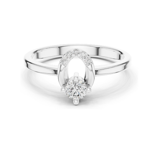 0.183 CT Horseshoe Lab Diamond Ring for Women | VVS-VS EF CVD Diamonds | 18KT, 14KT, 10KT Gold & 925 Silver | Rose, Yellow & White Gold | Lucky Design Engagement Ring