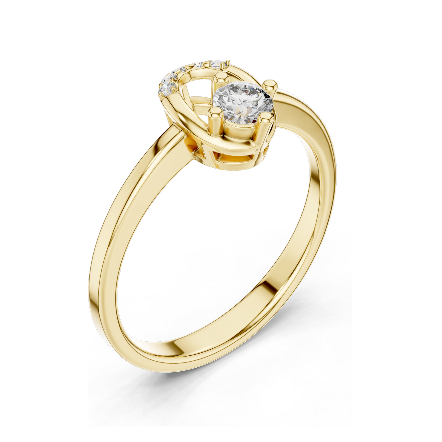 0.183 CT Horseshoe Lab Diamond Ring for Women | VVS-VS EF CVD Diamonds | 18KT, 14KT, 10KT Gold & 925 Silver | Rose, Yellow & White Gold | Lucky Design Engagement Ring